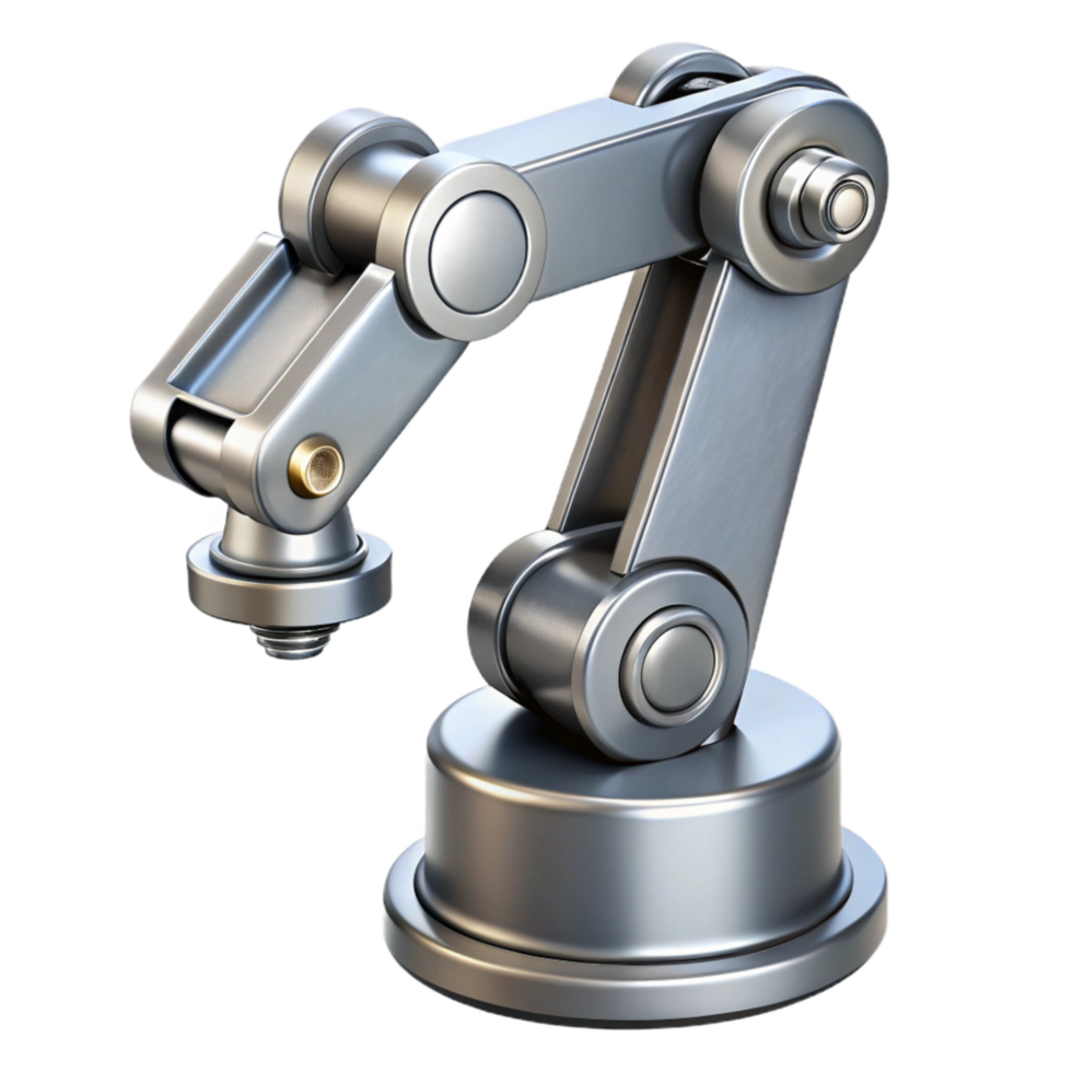 dramatic rustic Silver Robotic Arm with Camera Attached Isolated original png