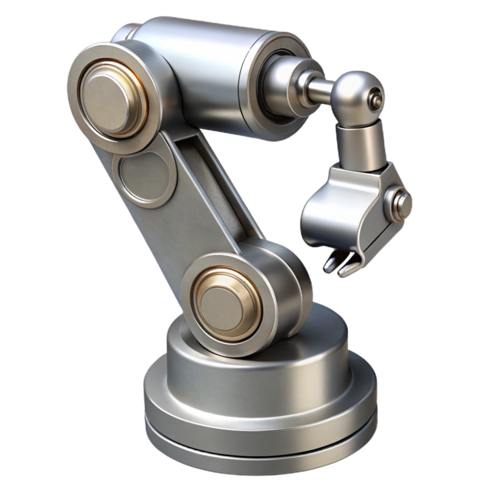 impressive traditional Silver Robotic Arm with Camera Attached Isolated authentic png