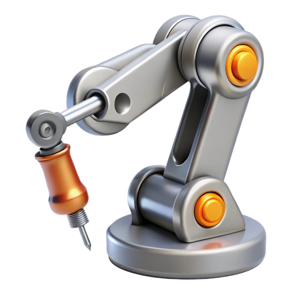 wonderful rustic Silver Robotic Arm with Camera Attached Isolated high quality png