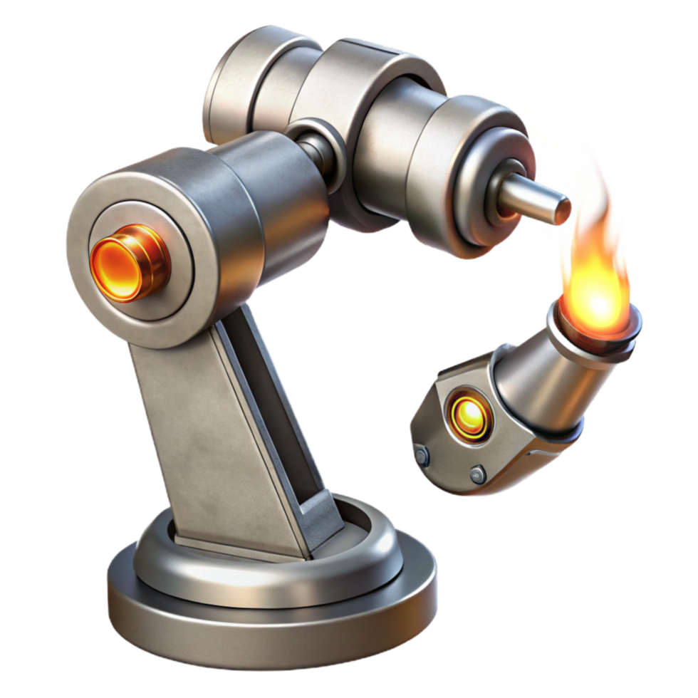 magnificent rustic Silver Robotic Arm with Camera Attached Isolated high resolution png