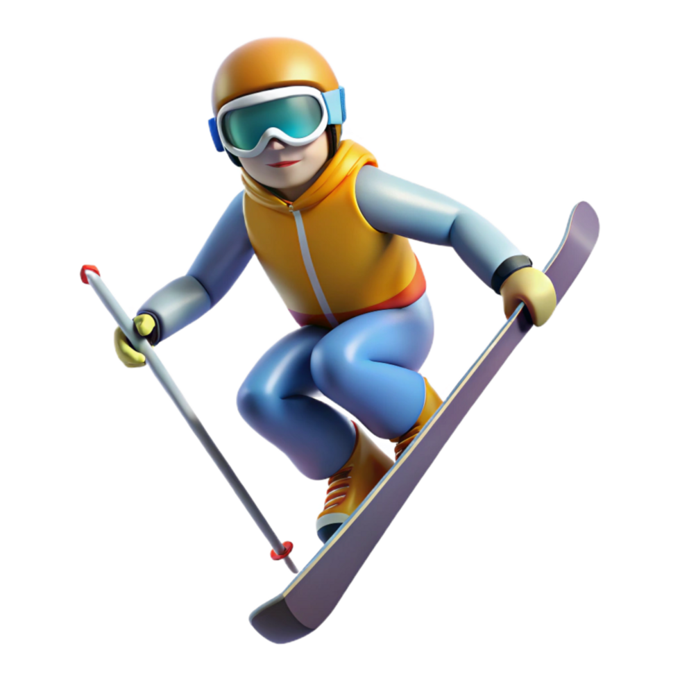 elegant vintage Skier in Mid Air with Skis Crossed on Transparent Background high quality png