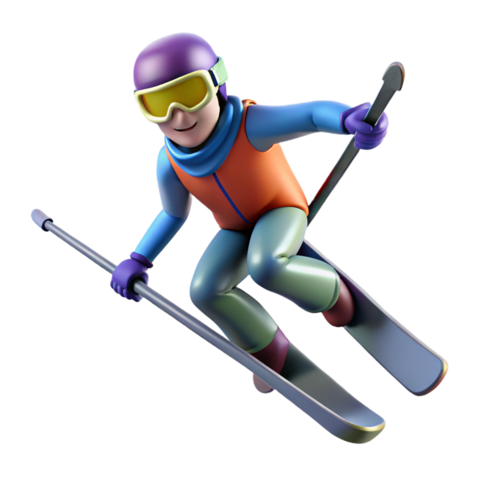 stunning artistic Skier in Mid Air with Skis Crossed on Transparent Background genuine png