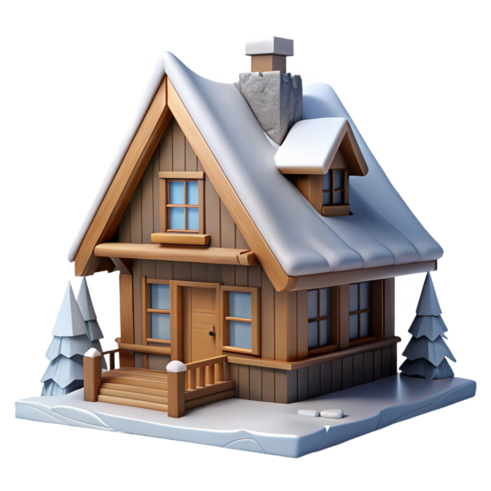 dramatic minimalist Ski Chalet in Snowy Mountains Isolated Element exclusive png