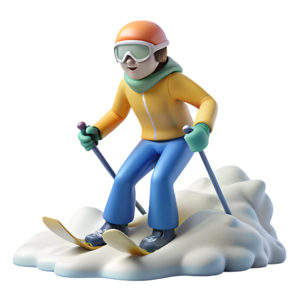 beautiful artistic Skier Leaving Tracks in Fresh Powder authentic png