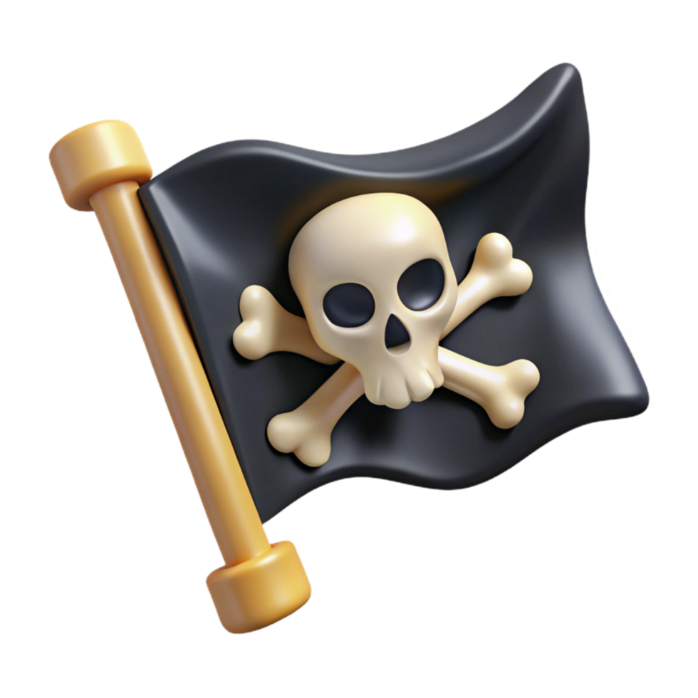 impressive classic Skull and Crossbones Pirate Flag Black Isolated Cutout genuine png