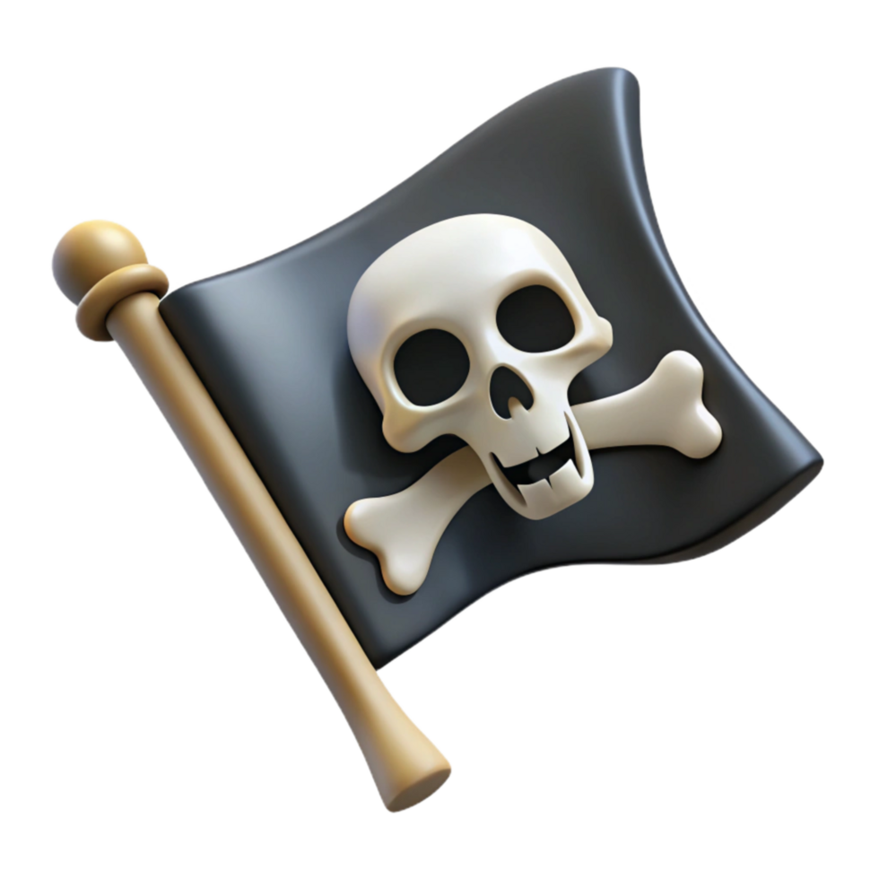 stunning vintage Skull and Crossbones Pirate Flag Black Isolated Cutout premium png