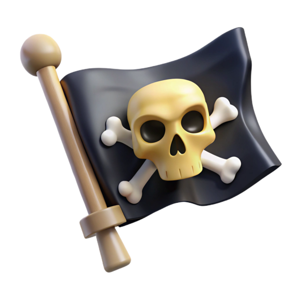 stunning traditional Skull and Crossbones Pirate Flag Black Isolated Cutout professional png