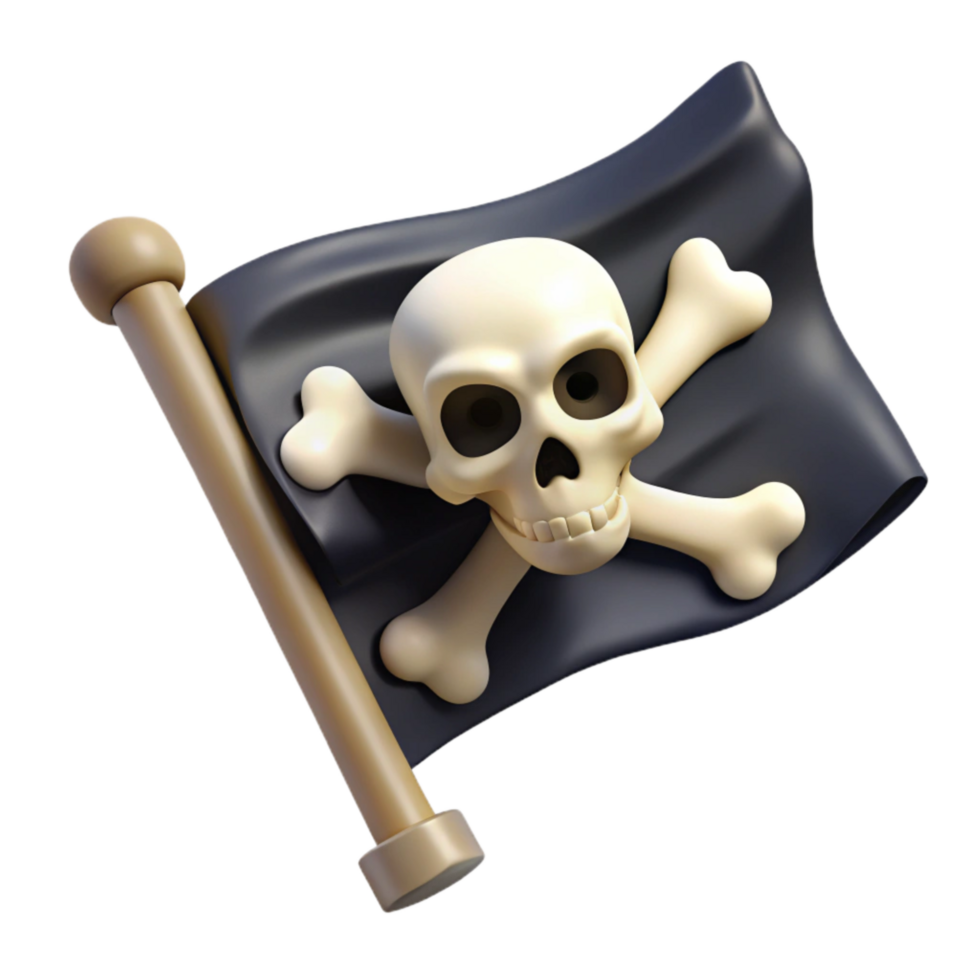 extraordinary rustic Skull and Crossbones Pirate Flag Black Isolated Cutout png