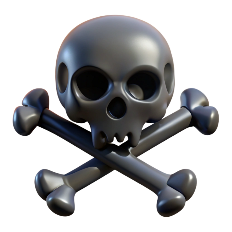 stunning abstract Skull and Crossbones Symbol Black Isolated on Transparent Background detailed png