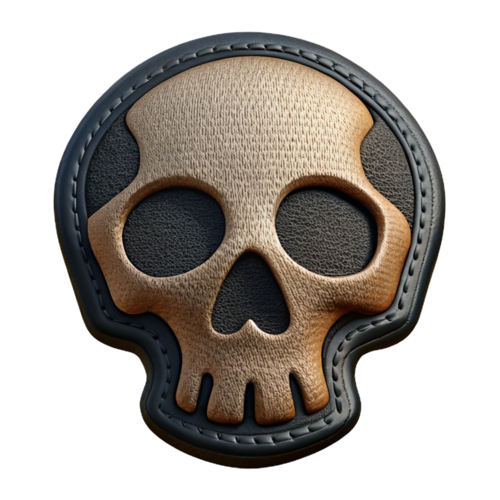 elegant creative Skull Patch Embroidered Black Isolated authentic png