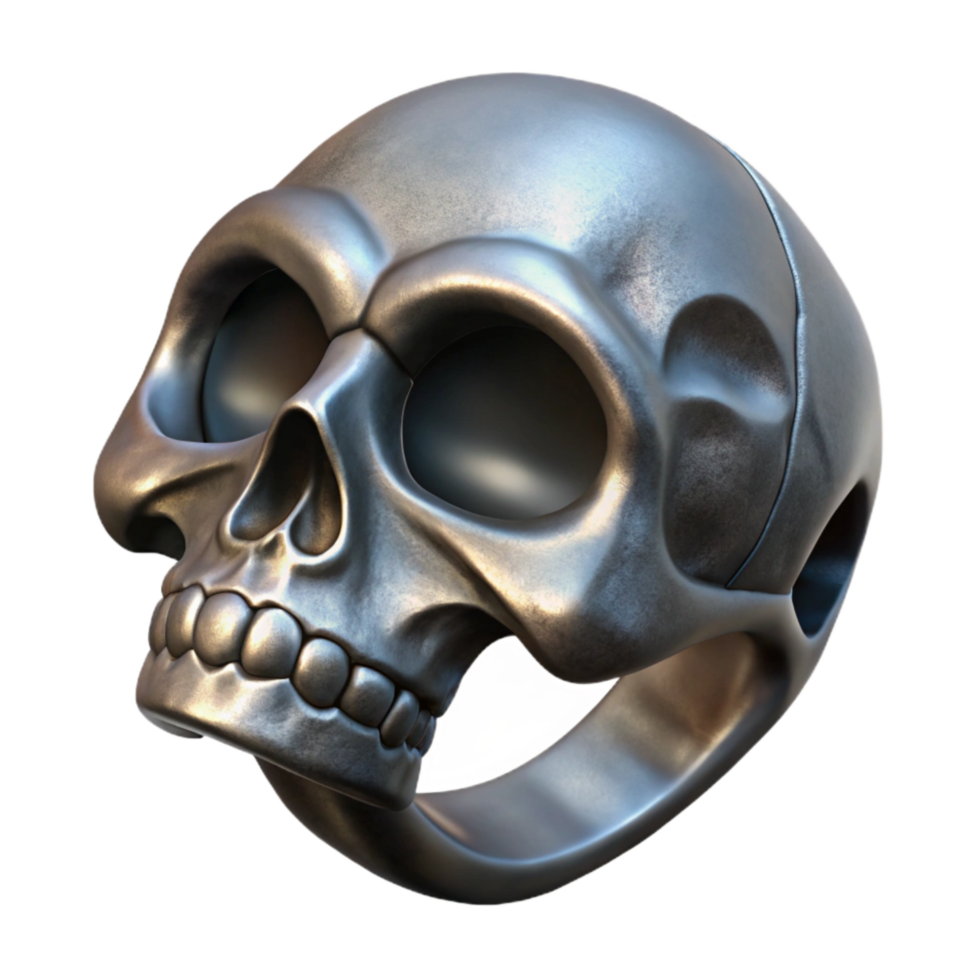 vibrant abstract Skull Ring Gothic Style Silver Transparent Background detailed png