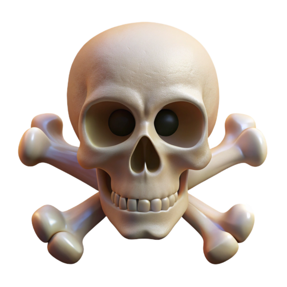 stunning traditional Skull with Crossbones Isolated on White detailed png