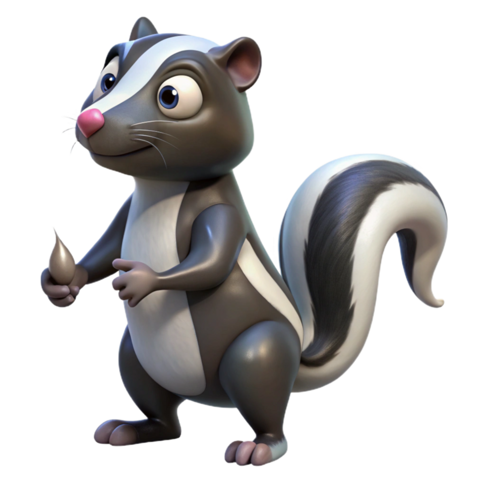serene classic Skunk Spraying Defense Posture Isolated detailed png