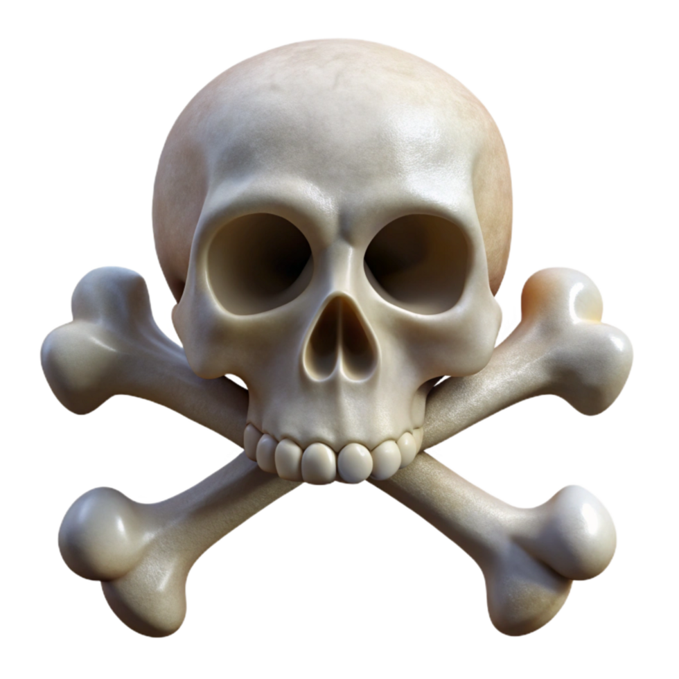serene vintage Skull with Crossbones Isolated on White png