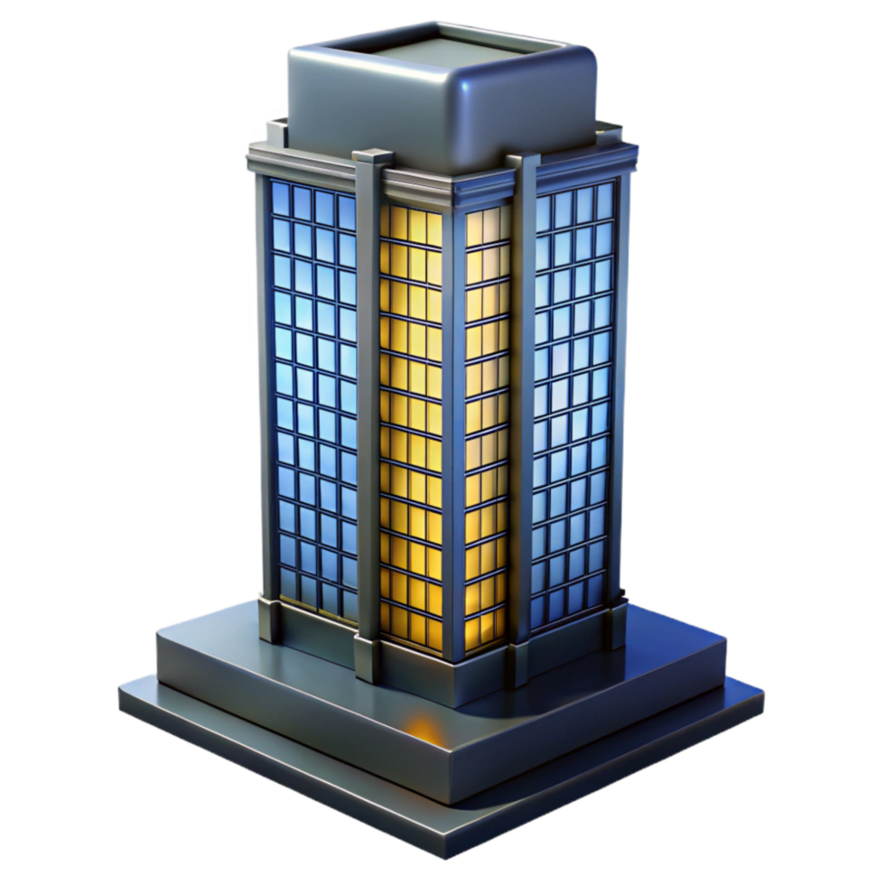 impressive abstract Skyscraper at Night with Illuminated Windows Isolated high resolution png