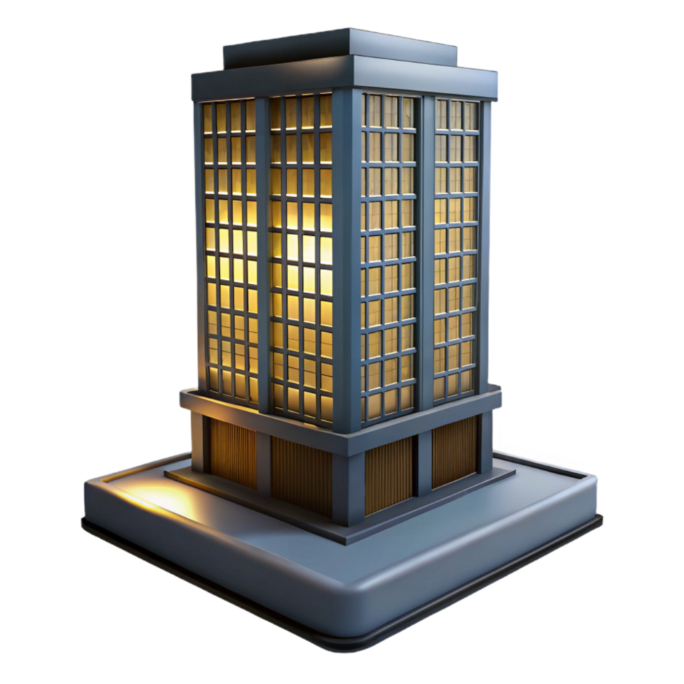 elegant creative Skyscraper at Night with Illuminated Windows Isolated premium png
