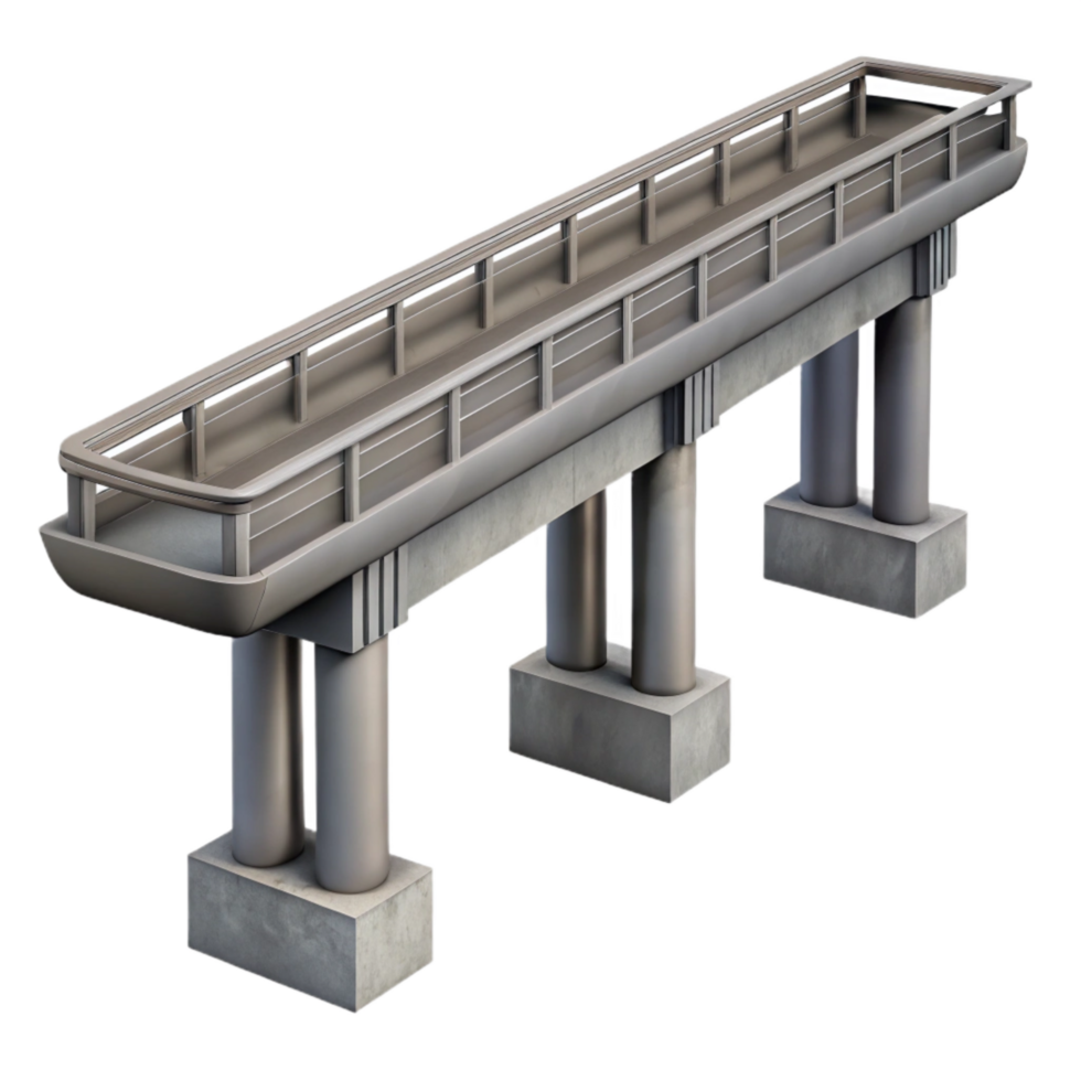 magnificent minimalist Sleek Gray Monorail Bridge Section Cutout premium png