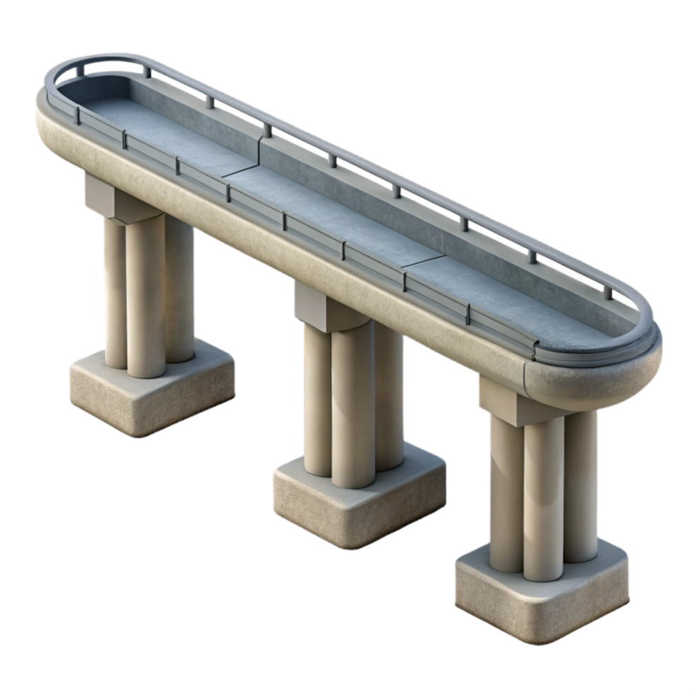 impressive artistic Sleek Gray Monorail Bridge Section Cutout professional png