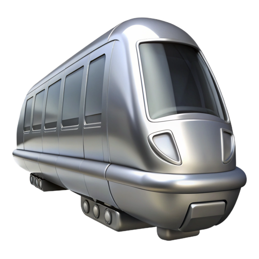 wonderful creative Sleek Silver Monorail Front View Isolated high quality png