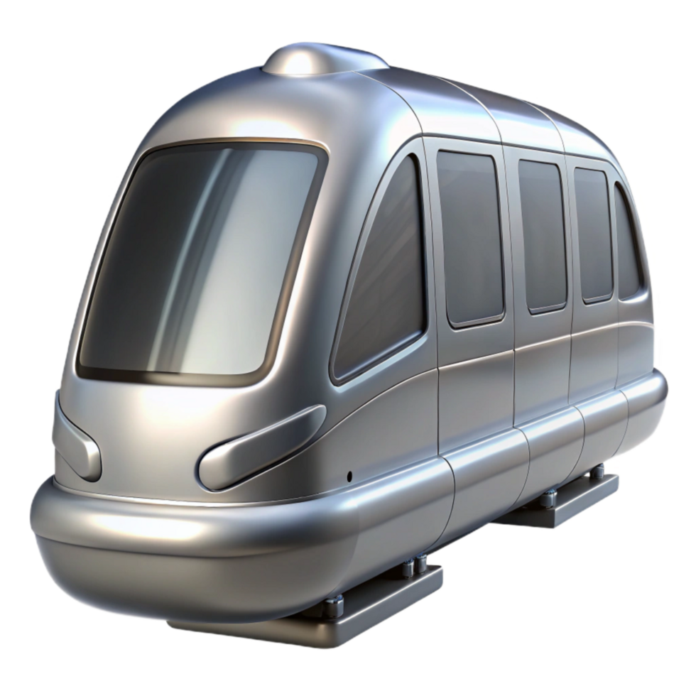 extraordinary abstract Sleek Silver Monorail Front View Isolated genuine png