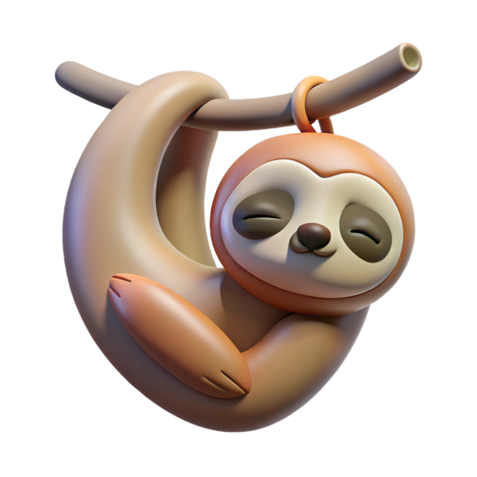dramatic traditional Sleeping Sloth Hanging Transparent Background professional png