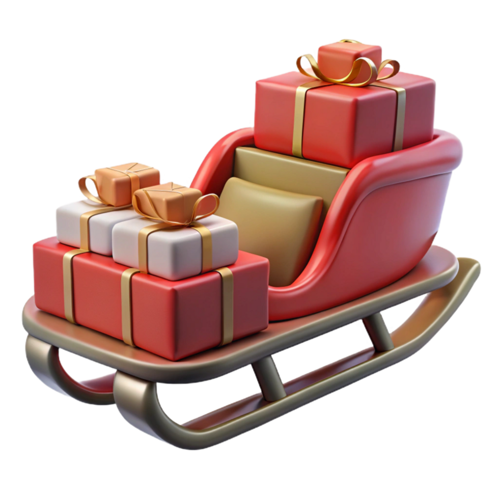 beautiful rustic Sleigh with Presents Transparent Background Cutout detailed png