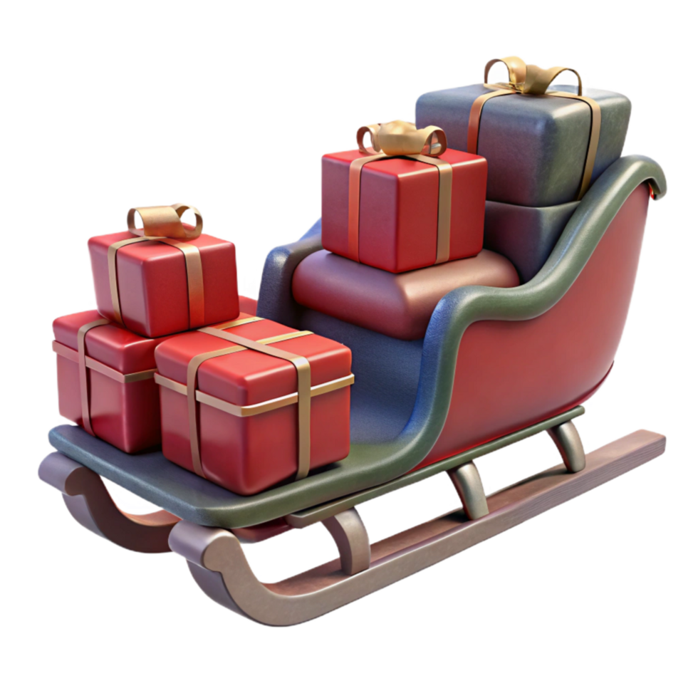 wonderful creative Sleigh with Presents Transparent Background Cutout high resolution png