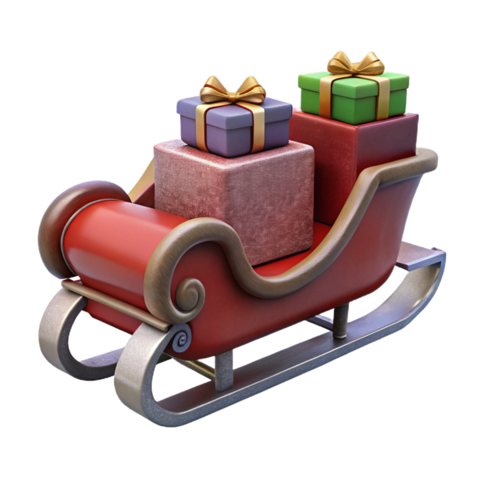 beautiful modern Sleigh with Presents Transparent Background Cutout premium png