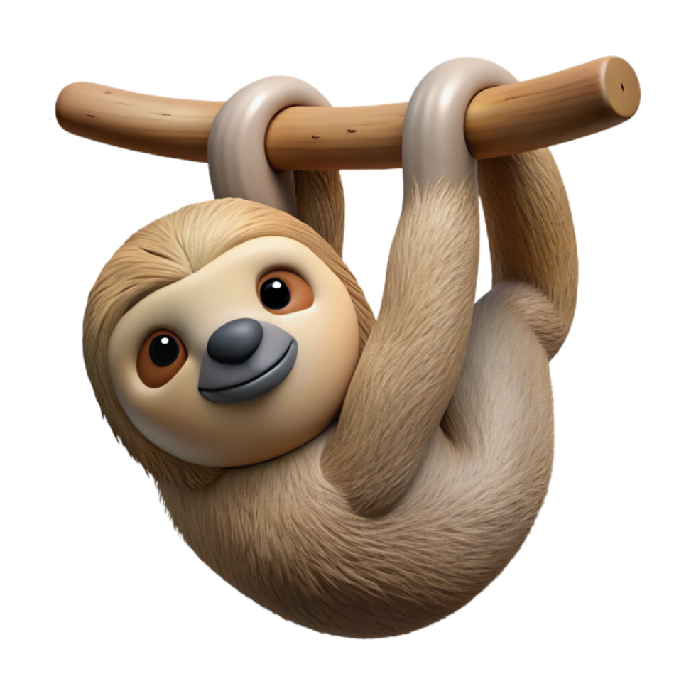 vibrant vintage Sloth Hanging Upside Down Transparent Background exclusive png