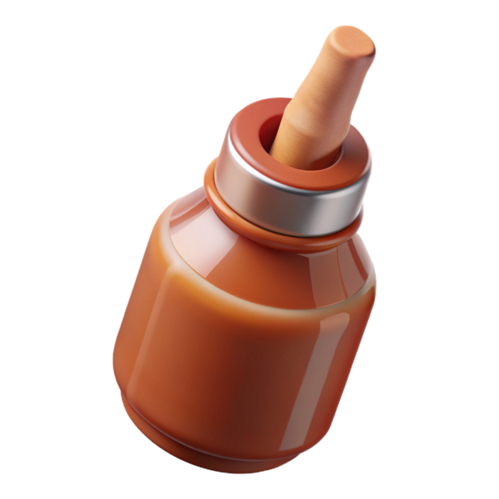 serene creative Small Batch Bbq Sauce Bottle with Brush Transparent Background high resolution png