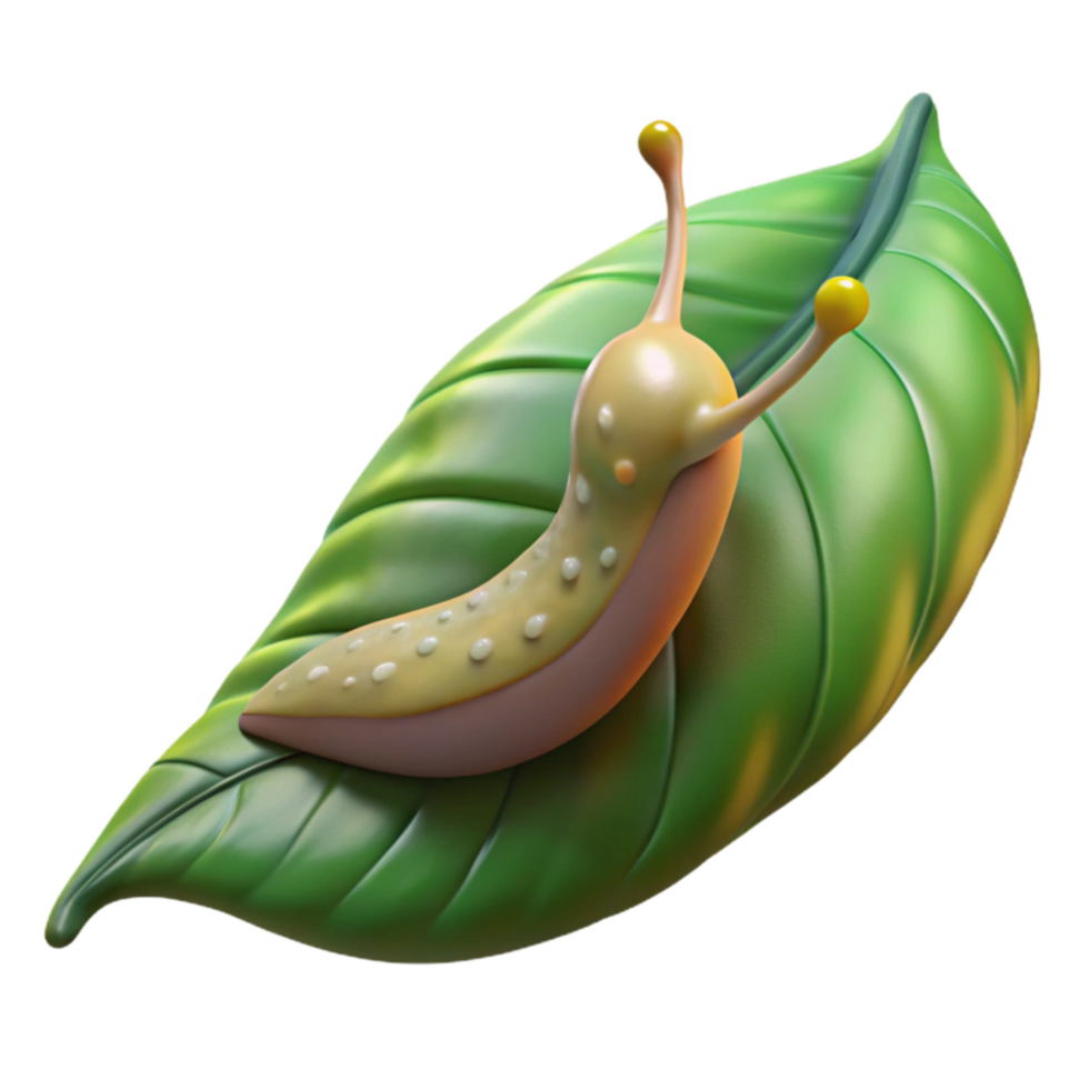 wonderful abstract Slug on Leaf Isolated original png