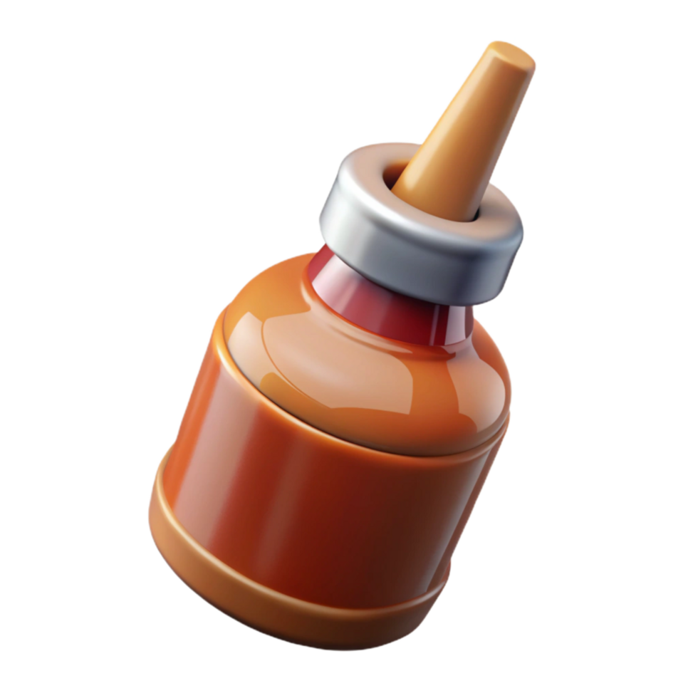 serene modern Small Batch Bbq Sauce Bottle with Brush Transparent Background high resolution png