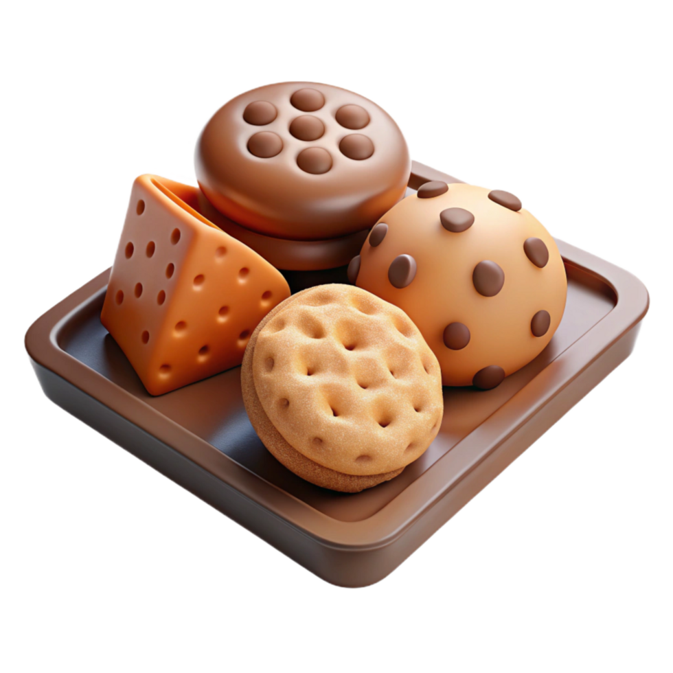 stunning minimalist Small Batch Cookies on Tray Assorted Shapes Isolated genuine png