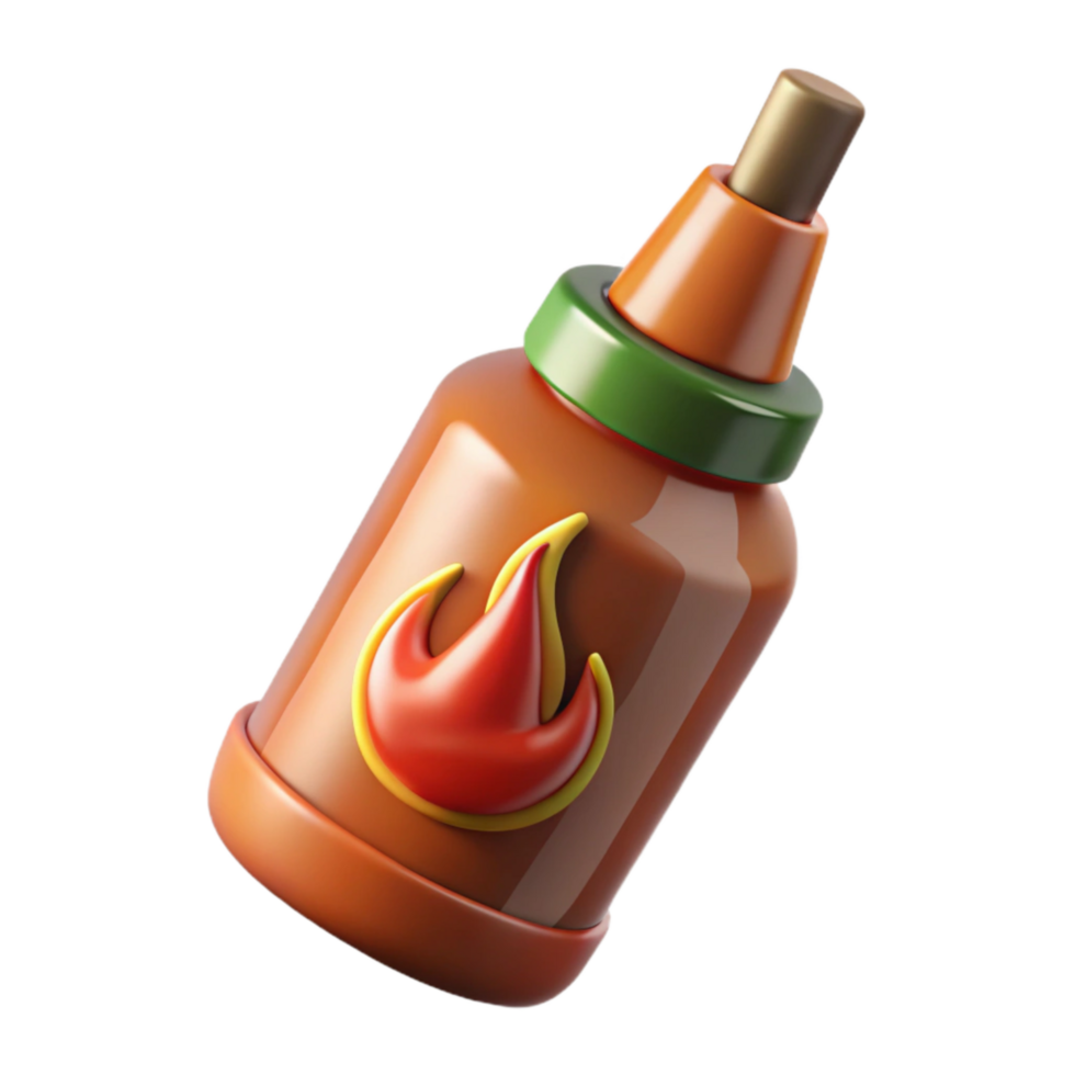 serene creative Small Batch Hot Sauce Bottle with Flames Cutout professional png