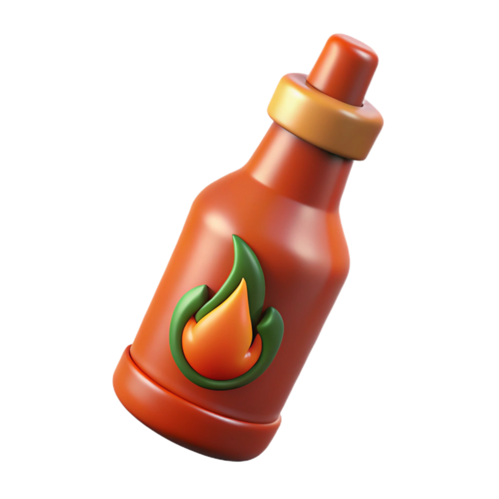 elegant artistic Small Batch Hot Sauce Bottle with Flames Cutout png