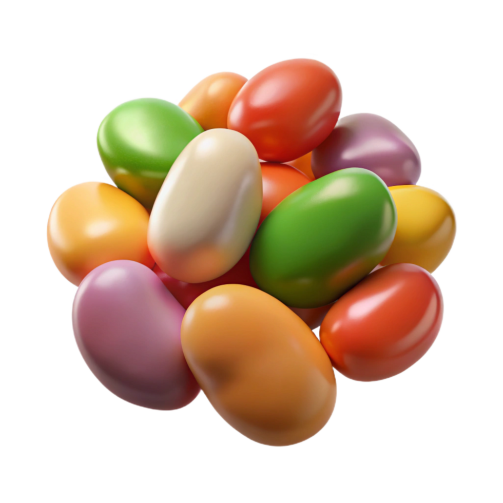 impressive artistic Small Batch Jelly Beans Colorful Mix Transparent Background detailed png