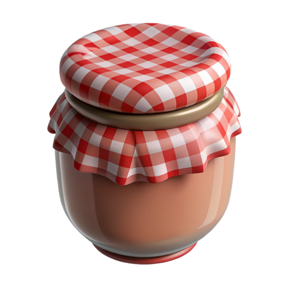 beautiful rustic Small Batch Jam Jar with Gingham Lid Isolated exclusive png