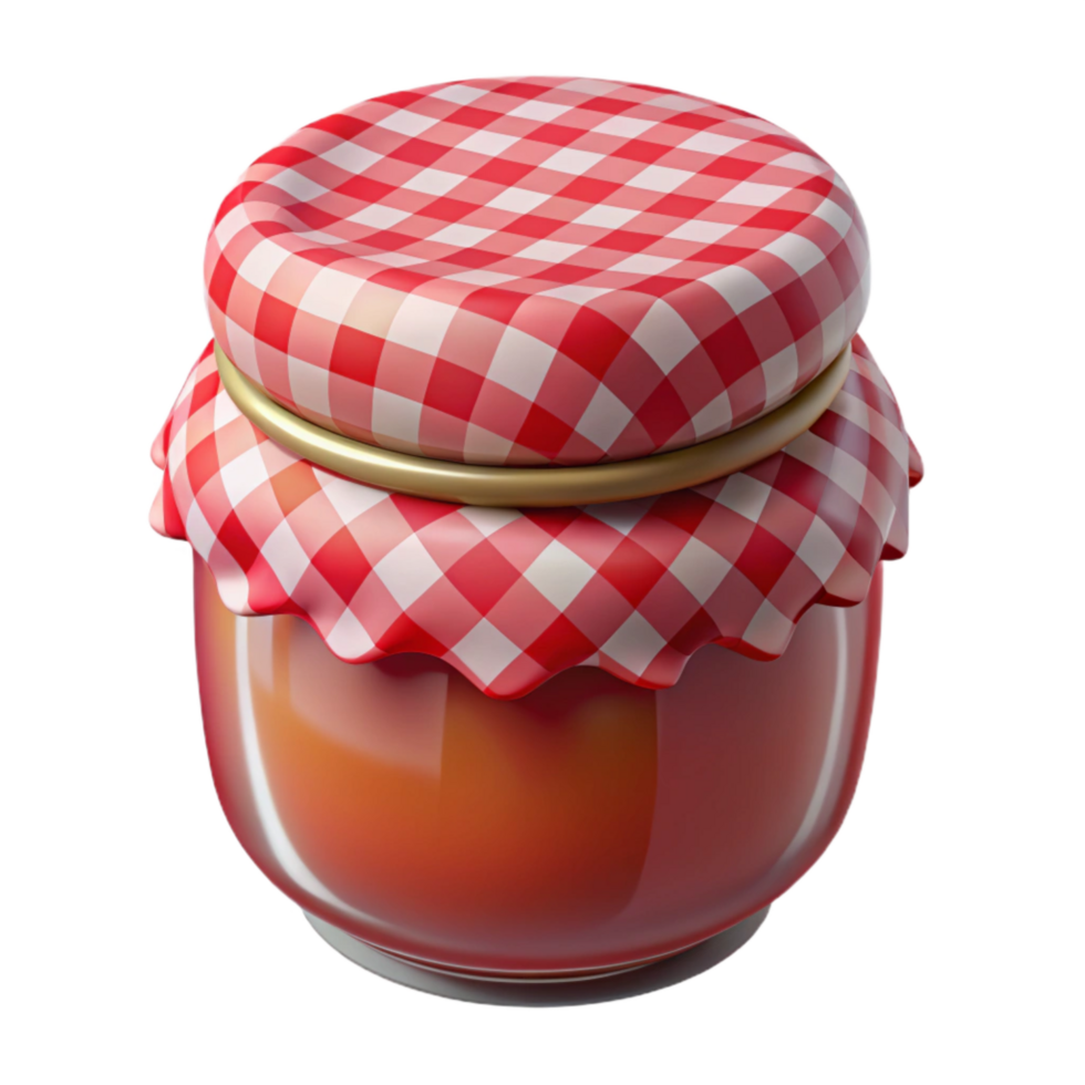 stunning contemporary Small Batch Jam Jar with Gingham Lid Isolated high resolution png