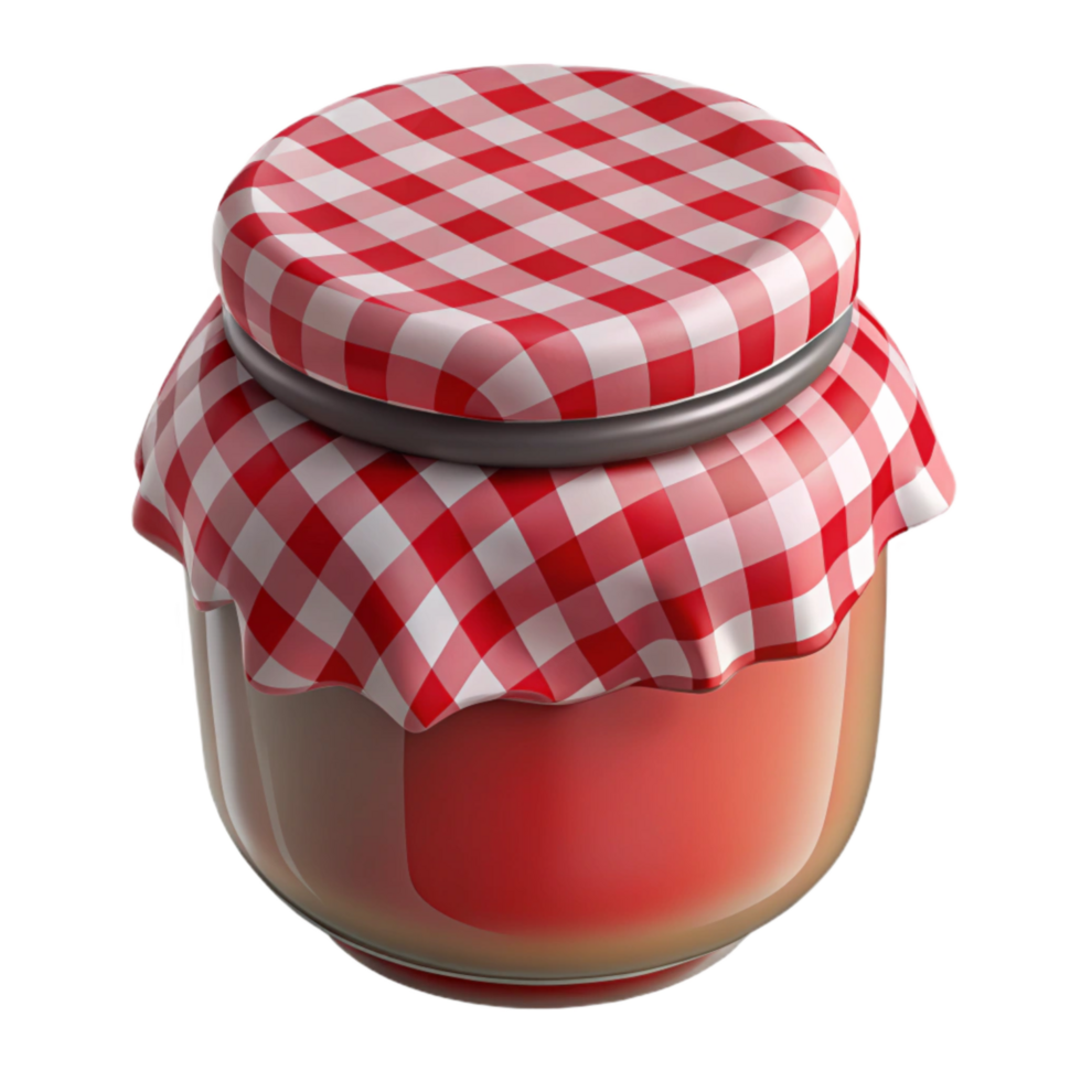 impressive rustic Small Batch Jam Jar with Gingham Lid Isolated detailed png