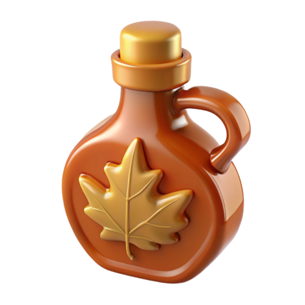 elegant contemporary Small Batch Maple Syrup Bottle with Leaf Cutout Element professional png