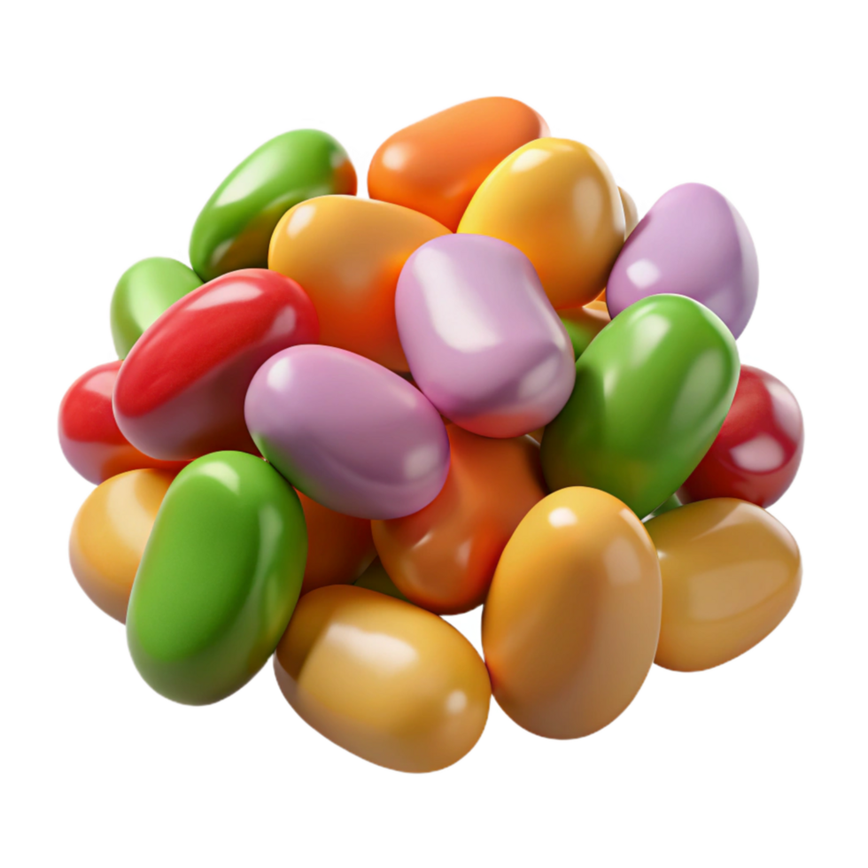 serene creative Small Batch Jelly Beans Colorful Mix Transparent Background detailed png