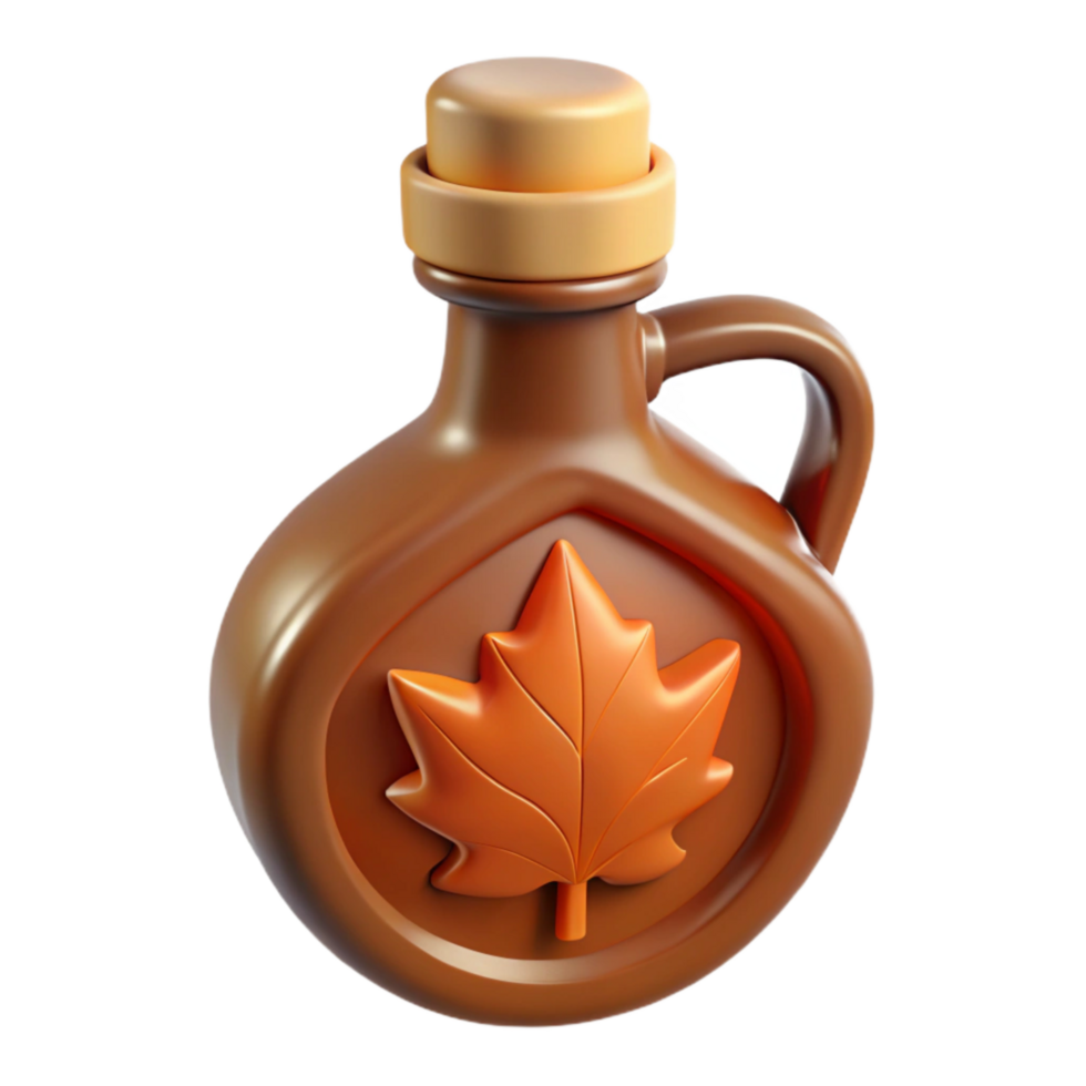 serene vintage Small Batch Maple Syrup Bottle with Leaf Cutout Element premium png