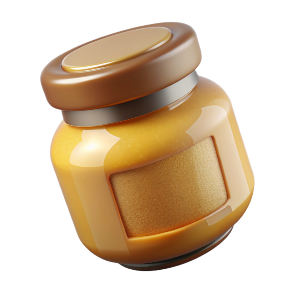 beautiful modern Small Batch Mustard Jar with Label Transparent Background detailed png