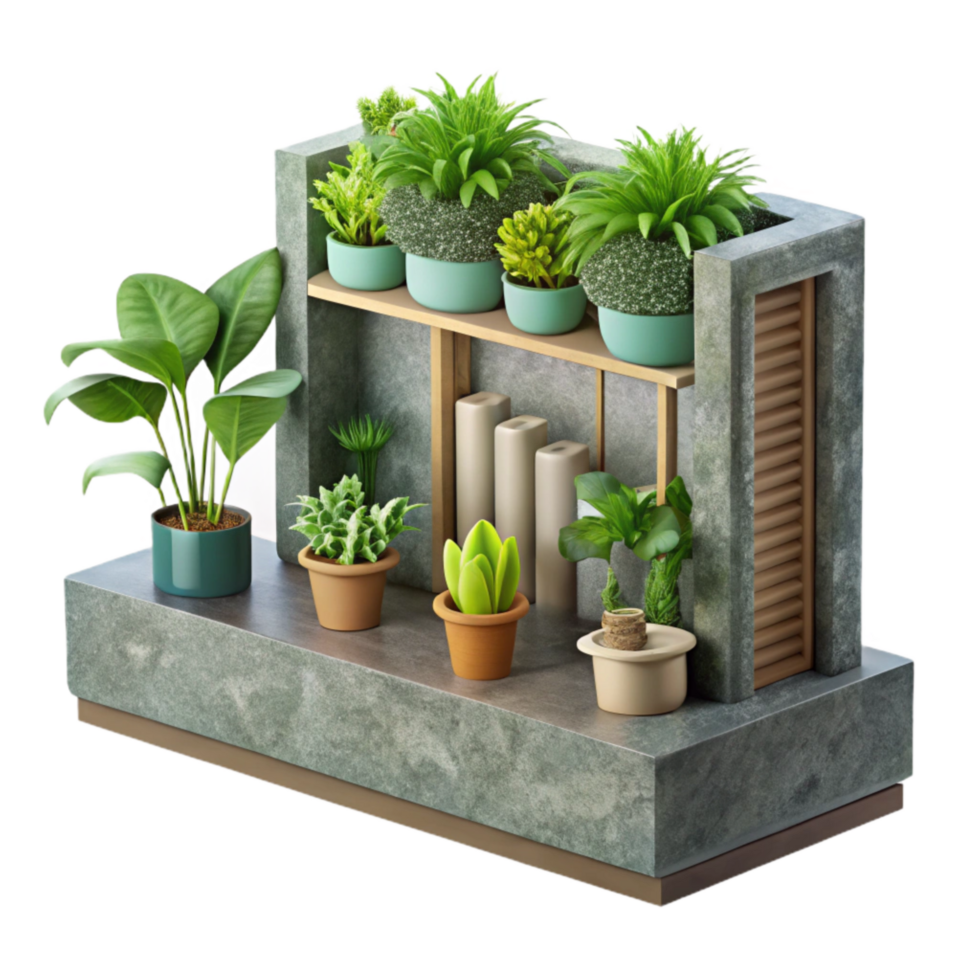 extraordinary minimalist Small Vertical Garden for Balcony Transparent Background Space Saving original png