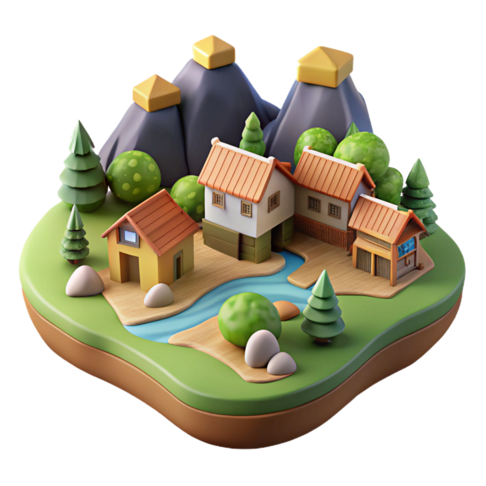 extraordinary modern Small Village Nestled in Valley Isolated Element high resolution png