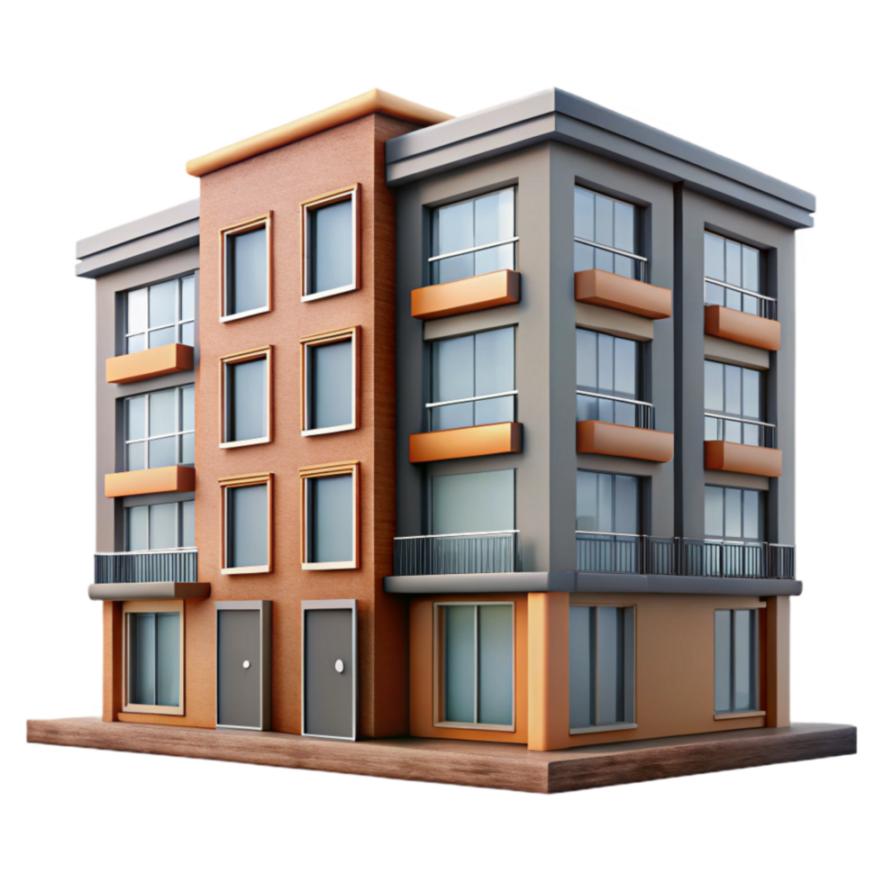 impressive contemporary Smart Apartment Building Facade Transparent Background professional png