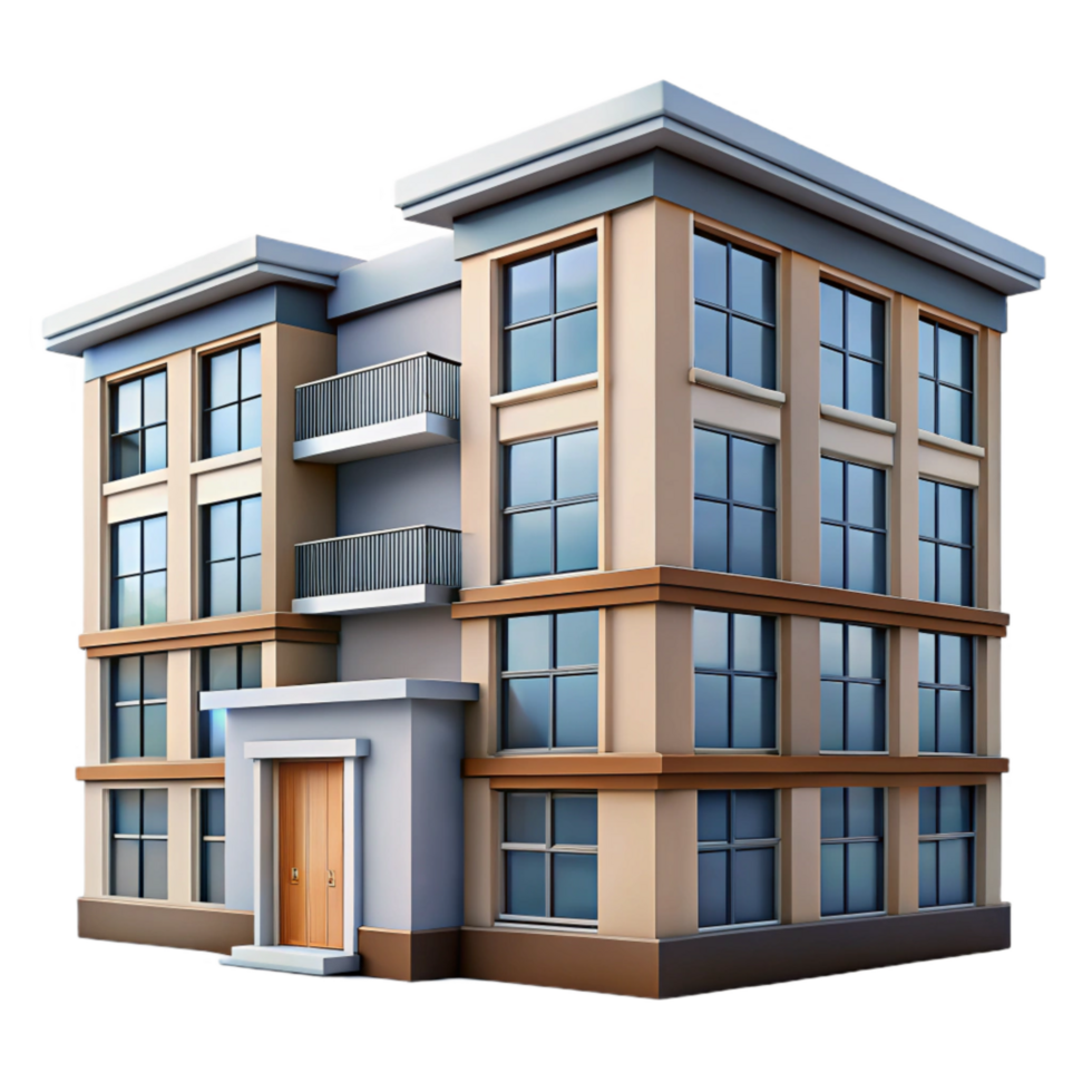 elegant vintage Smart Apartment Building Facade Transparent Background detailed png