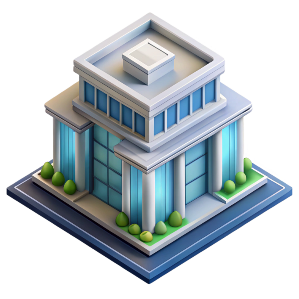 impressive traditional Smart City Building Isometric Transparent Background high resolution png