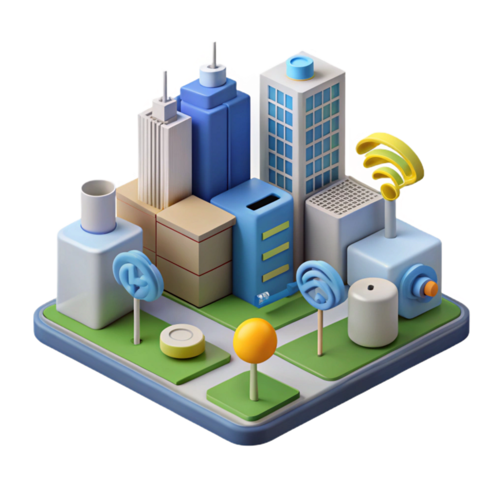 serene vintage Smart City Infrastructure Diagram Cutout Element premium png