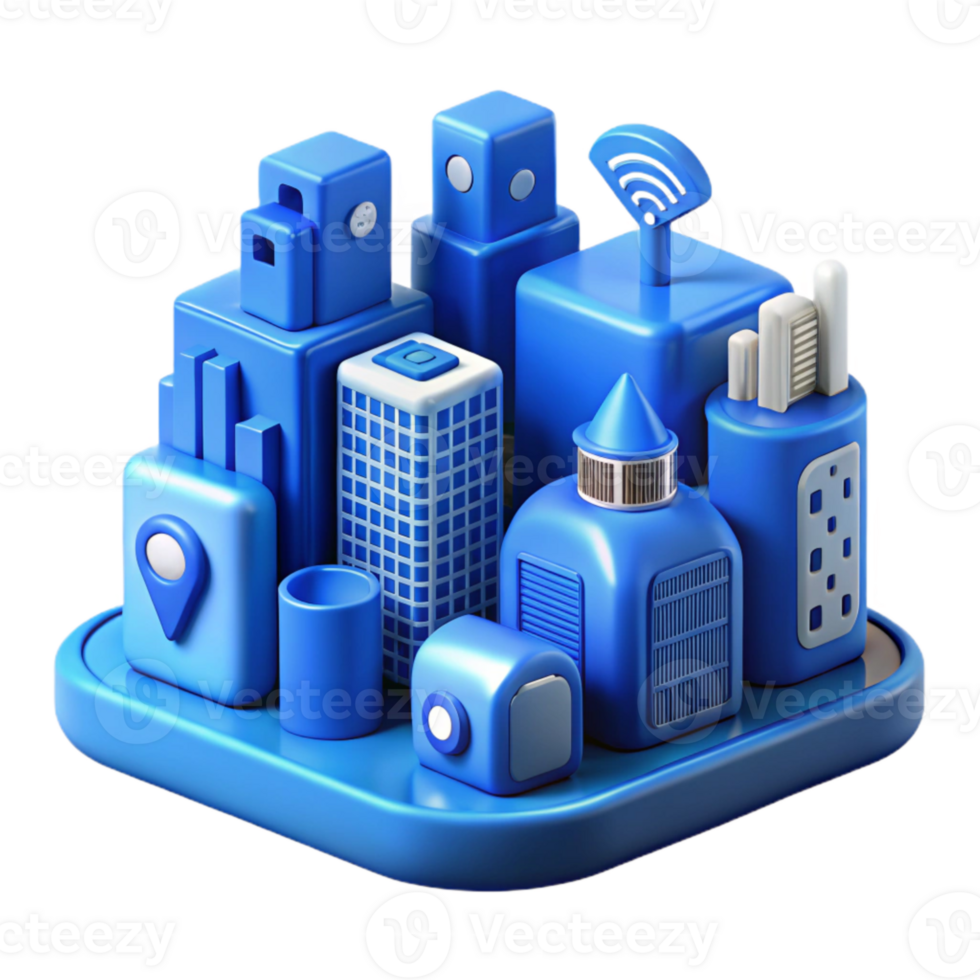 wonderful traditional Smart City Technology Icons Set Blue Transparent Background high quality png